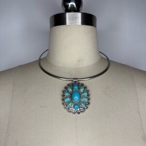 Turquoise and silver necklace